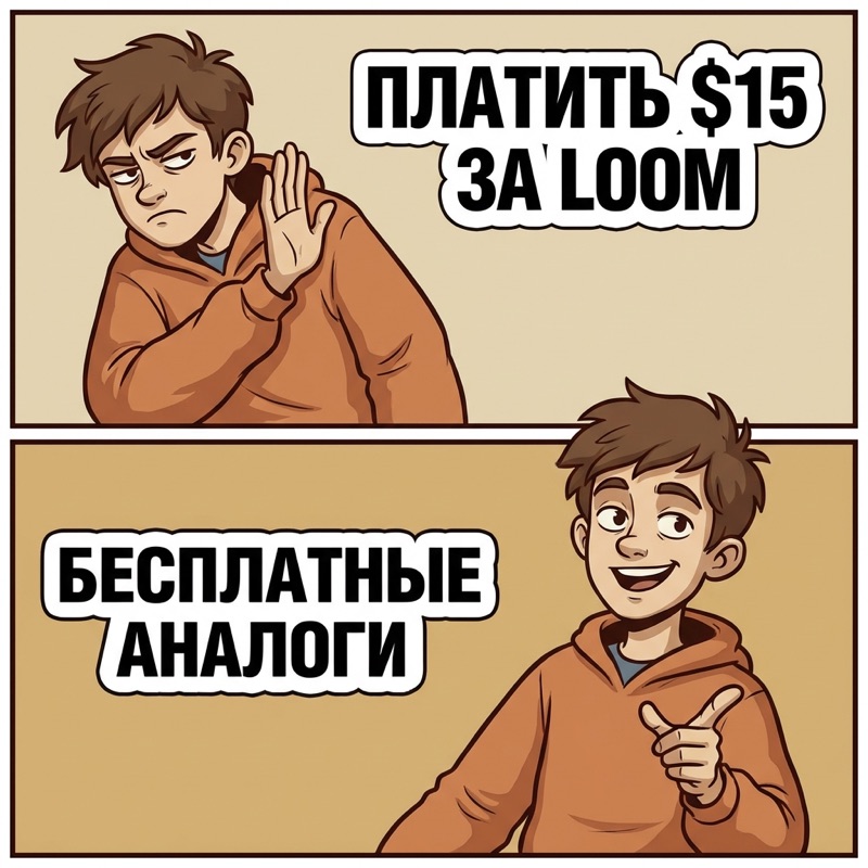Мем: платить $15 за Loom vs бесплатные аналоги