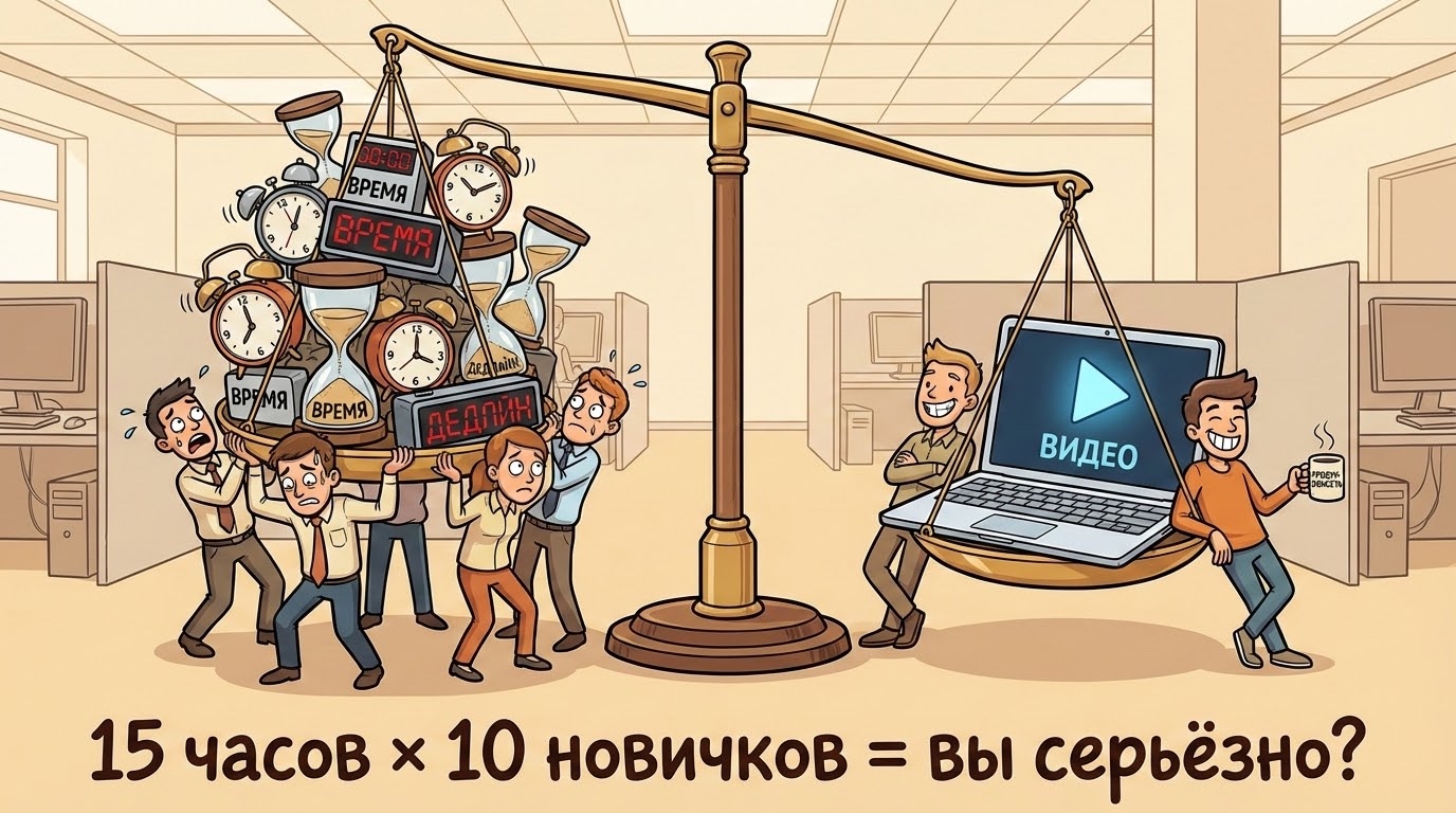 Весы: 15 часов на 10 новичков — экономия через видео-обучение