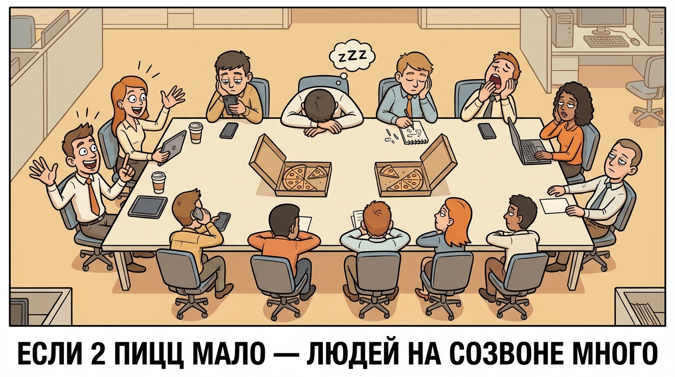 Если 2 пицц мало — людей на созвоне много