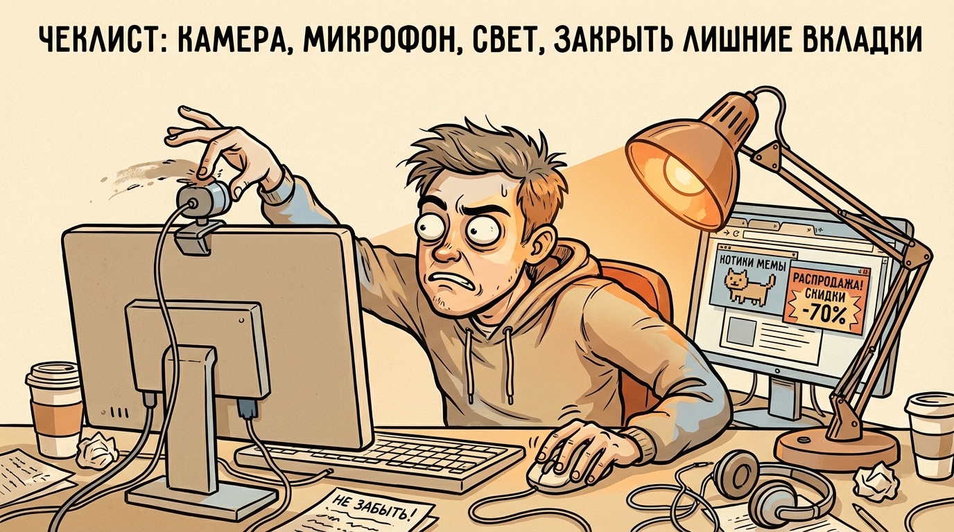 Чеклист перед записью скринкаста: камера, микрофон, свет, вкладки